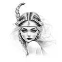 gypsy girl side profile with braids tattoo design idea