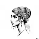 gypsy girl side profile with braids and headband  tattoo design idea