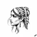 gypsy girl side profile with braids and headband  tattoo design idea