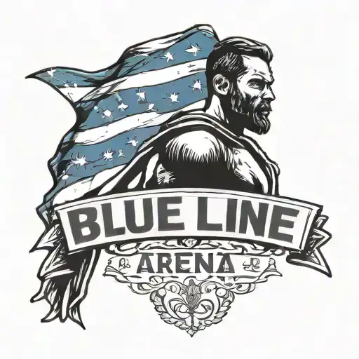 blue line flag with the man in the arena quote tattoo design idea