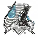 blue line flag with the man in the arena quote tattoo design idea