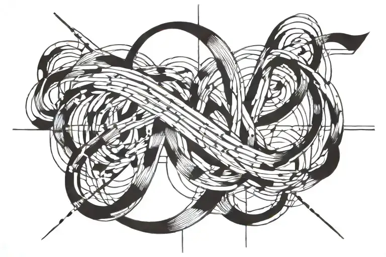 a sine graph around arm with 2 lines above and two lines below. 2 of these extra lines must be thicker. tattoo design idea