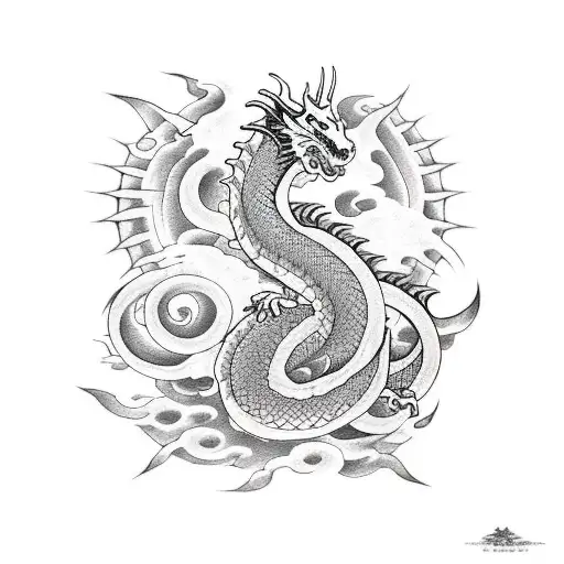 Dragon com sol tattoo design idea