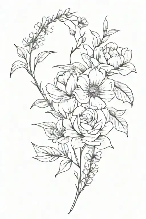 february, april, may, june, august, november birth flower spine tattoo simple tattoo design idea