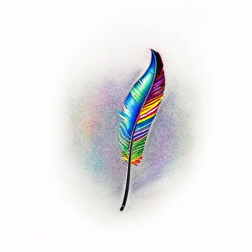 Realistic tattoo of a feather turning into a colorful spectrum, representing the diversity of individuals with autism tattoo design idea
