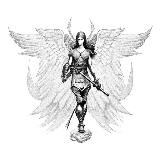 Christian warrior angel symbolizing protection and strength tattoo design idea