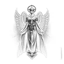 Christian warrior angel symbolizing protection and strength tattoo design idea