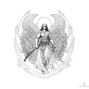 Christian warrior angel symbolizing protection and strength tattoo design idea