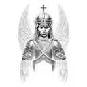 Christian warrior angel symbolizing protection and strength tattoo design idea