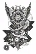 angel with clock face tattoo design idea