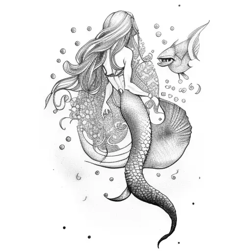 mermaid with merman tattoo design idea