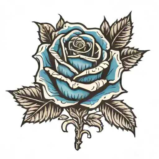 blue rose growing from twin peaks symbol tattoo design idea