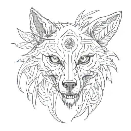 Skull eye wolf tattoo design idea