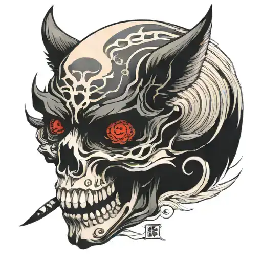 Wolf eye skull tattoo design idea
