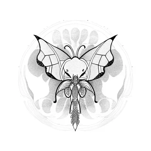 moon in a butterfly in an elephant  tattoo design idea