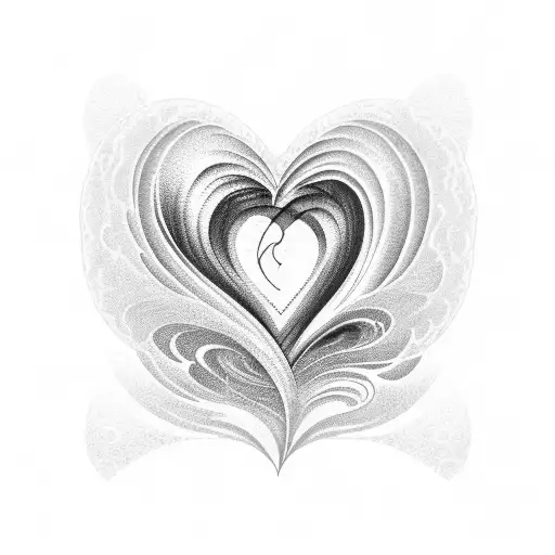 A blackwork tattoo of a wave breaking into the shape of a heart, representing the client's love for the ocean and their spouse. tattoo design idea