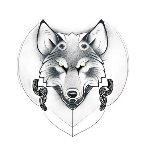 Incorporate nordic viking runes into a black-grey wolf tattoo tattoo design idea