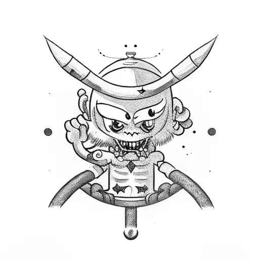 cuphead with barbell tattoo design idea