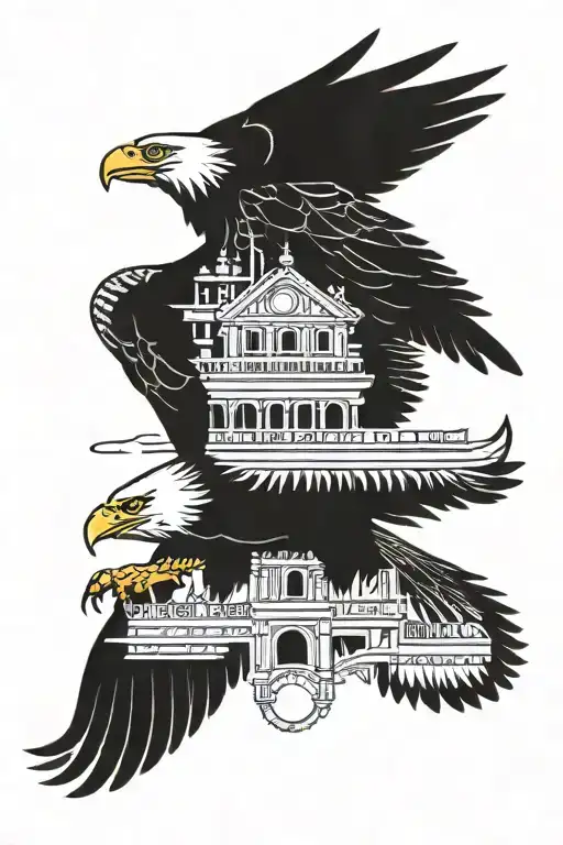 eagle flying over Sikh temple tattoo design idea