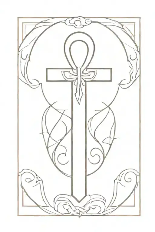 ankh symbol with subtle elements tattoo design idea