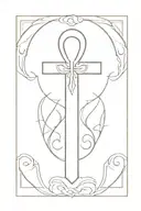 ankh symbol with subtle elements tattoo design idea