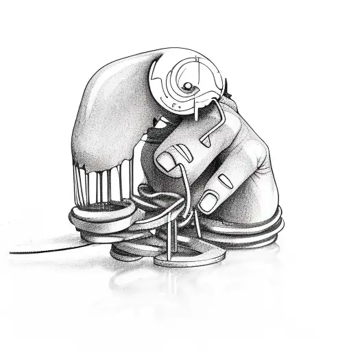 Self-harm symbolized by broken chains being repaired and strengthened tattoo design idea