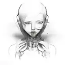 Self-harm symbolized by broken chains being repaired and strengthened tattoo design idea