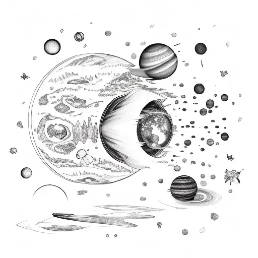6 little planets tattoo design idea