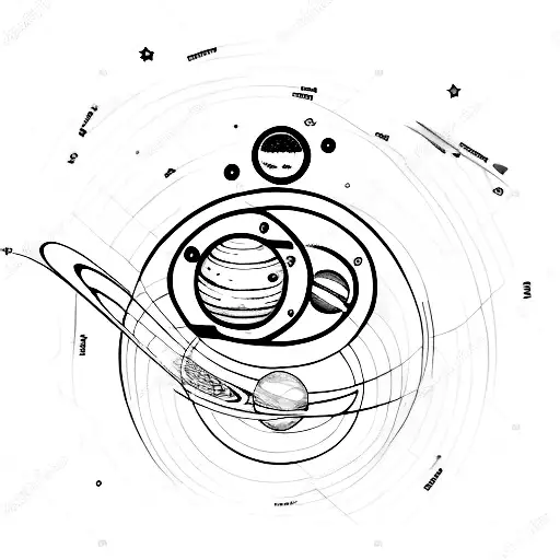 solar system with six planets tattoo design idea