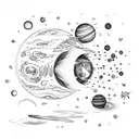 6 little planets tattoo design idea