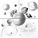 6 little planets tattoo design idea