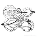 solar system with six planets tattoo design idea