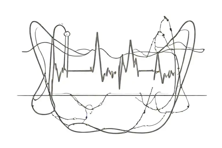 heartbeat with heart at end tattoo design idea