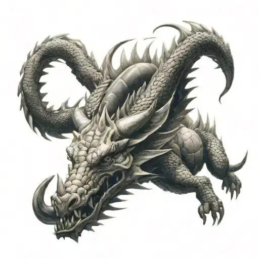 ox, dragon, morphing together tattoo design idea