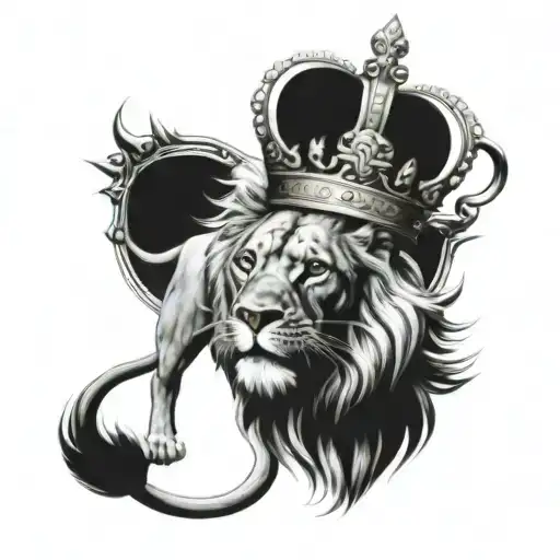 lion,, crown, sikh symbol intertwined tattoo design idea