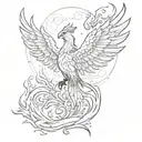 Phoenix rising from the ashes with the Latin phrase 'Resurget Cineribus' incorporated into the design tattoo design idea