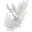 Phoenix rising from the ashes with the Latin phrase 'Resurget Cineribus' incorporated into the design tattoo design idea