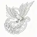 Phoenix rising from the ashes with the Latin phrase 'Resurget Cineribus' incorporated into the design tattoo design idea