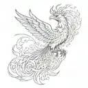 Phoenix rising from the ashes with the Latin phrase 'Resurget Cineribus' incorporated into the design tattoo design idea