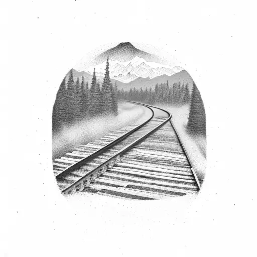 train tracks fading into the words "stand by me" tattoo design idea