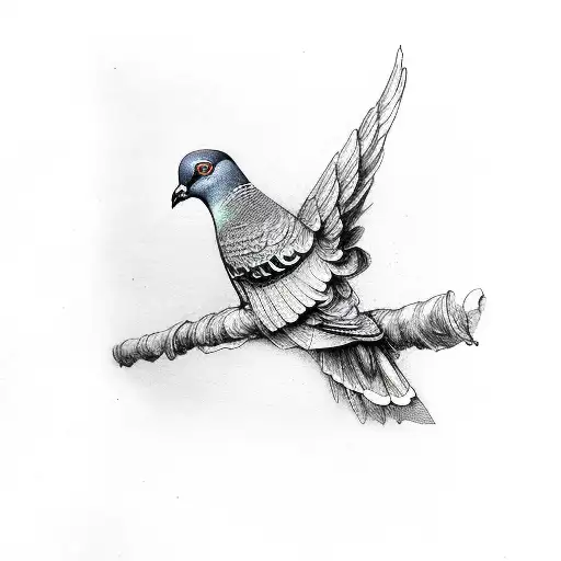Sketch of the flying pigeon Royalty Free Vector Image