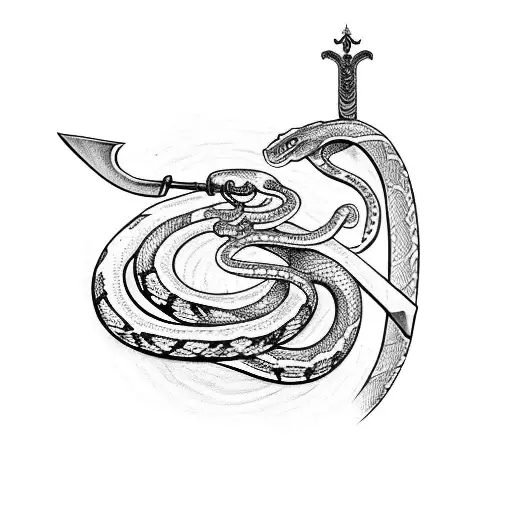 sword with snake around it  tattoo design idea