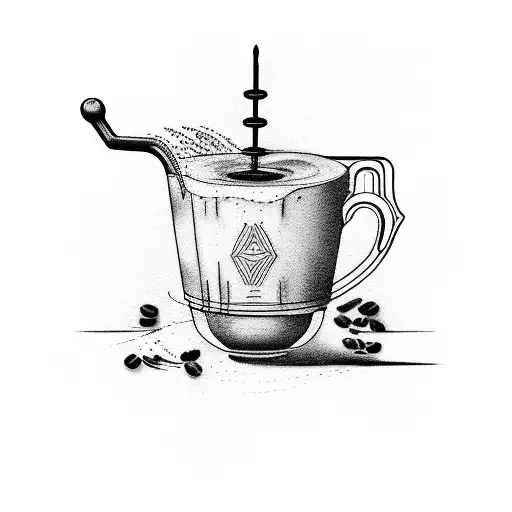 coffe maker color skatch barista  tattoo design idea