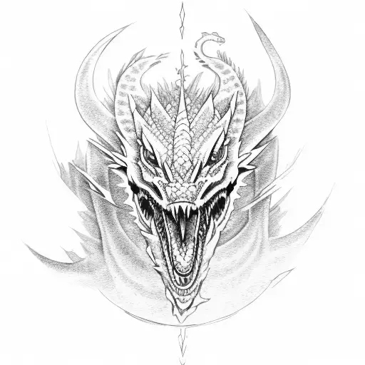 blue eyes white dragon tattoo design idea