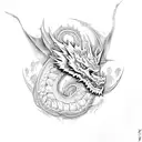 blue eyes white dragon tattoo design idea