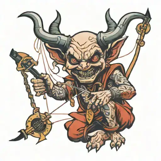 devil puppet master with strings tattoo design idea