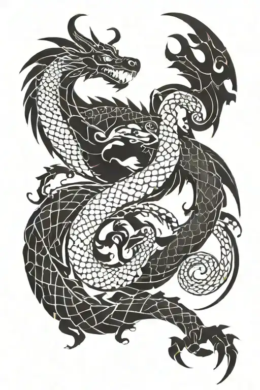 A dragon tattoo with a subtle tribute to Hawthorne hidden within the scales tattoo design idea
