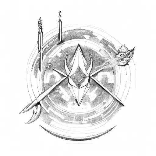 Illustration of Taurus, Sagittarius, and Cancer forming a cosmic trio tattoo design idea