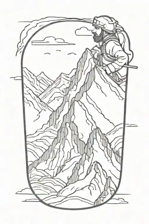 mountaineer conquering a snowy mountain peak tattoo design idea