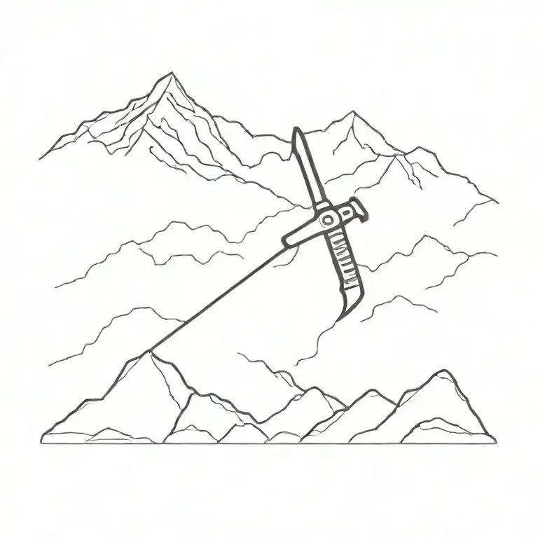 ice axe with mountains   tattoo design idea